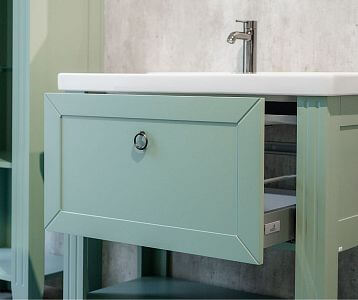 Detail umývadlovej skrinky ANTIK SUPZ 90 v prevedení M22 Mint lak mat