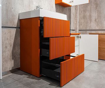 Otvorena FLOOR SZZ3 60 umývadlová skrinka v individuálnom prevedení s vrúbkovanými čelami