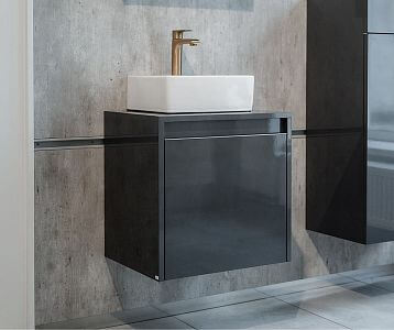 Umývadlová skrinka VISIT SZD 50 v prevedení L03 antracit vysoký lesk s umývadlom Gladi
