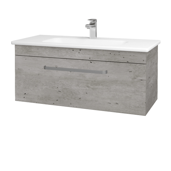 Koupelnová skříňka ASTON SZZ 100  - D01 Beton - Úchytka T01 - L01 Bílá vysoký lesk