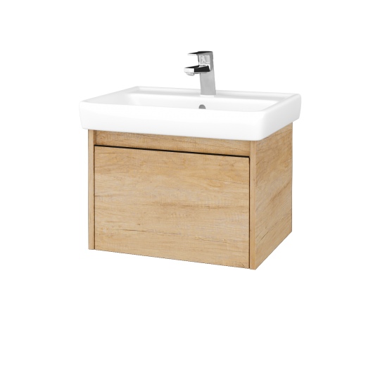 Kúpeľňová skrinka BONO SZZ 60 (umývadlo Q)  - D01 Betón - Úchytka T33 - N01 Biela lesk