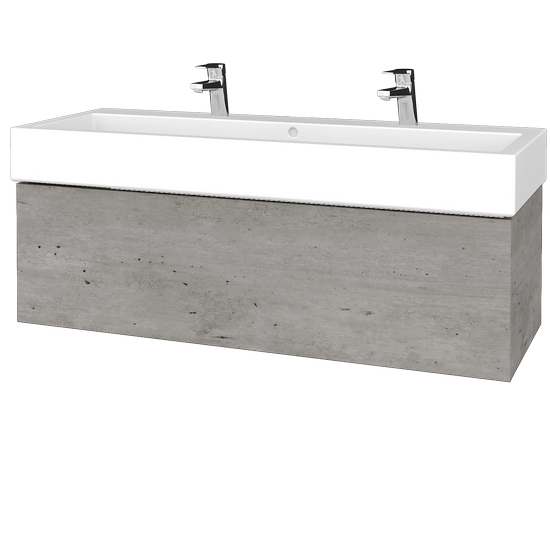 Kúpeľňová skrinka VARIANTE SZZ 120 pre úmyvadlo Duravit Vero - D01 Betón - M01 Biela mat