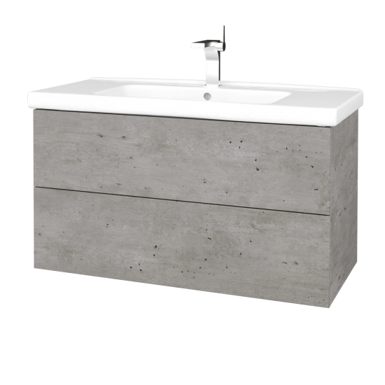 Kúpeľňová skrinka VARIANTE SZZ2 100 (umývadlo Harmonia)  - D01 Betón - M01 Biela mat