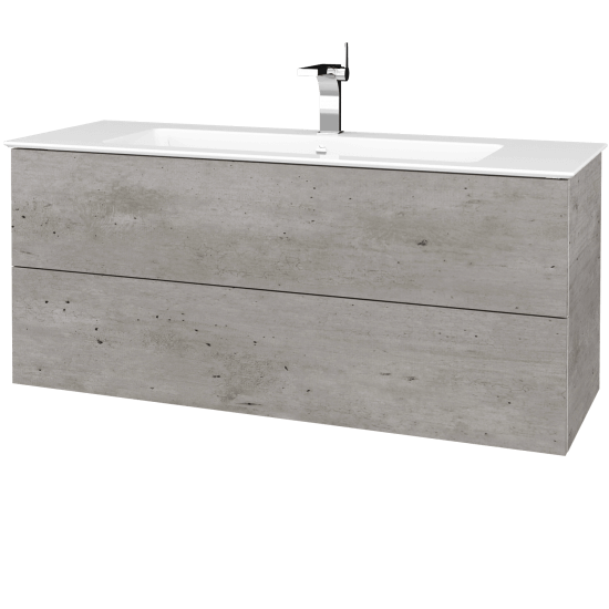 Kúpeľňová skrinka VARIANTE SZZ2 120 (umývadlo Pura)  - D01 Betón - M01 Biela mat