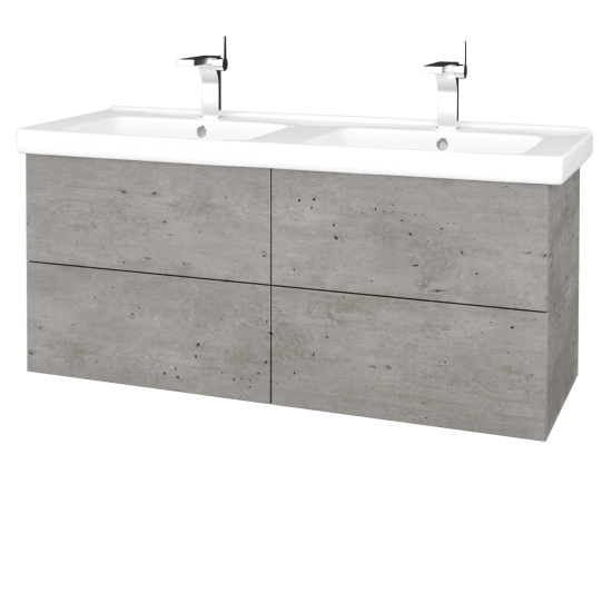 Kúpeľňová skrinka VARIANTE SZZ4 125 (umývadlo Harmonia)  - D01 Betón - M01 Biela mat