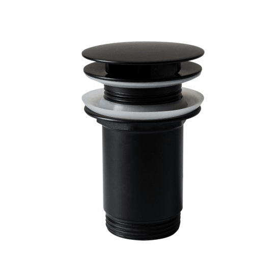 Prítoková výpusť 5/4" pre umývadlá bez prepadu – čierna matná 
