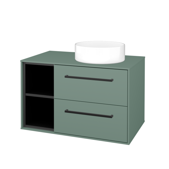 Skrinka pod umývadlo KVADRO SZZ2O2L 80  - M18 Mint mat - Úchytka T06 - M18 Mint mat
