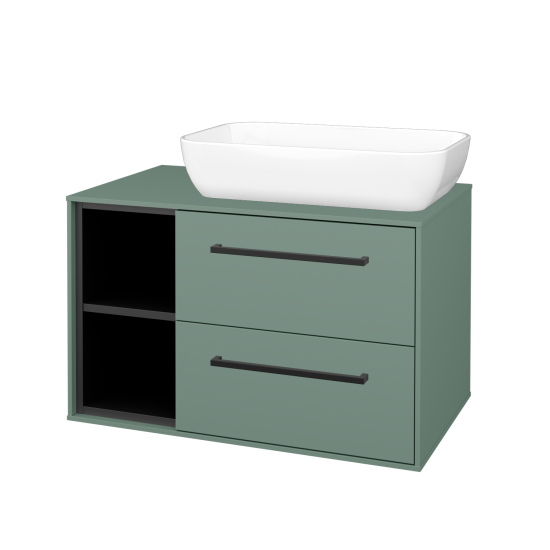 Skrinka pod umývadlo KVADRO SZZ2O2L 80  - M18 Mint mat - Úchytka T06 - M18 Mint mat