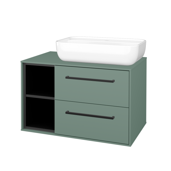 Skrinka pod umývadlo KVADRO SZZ2O2L 80  - M18 Mint mat - Úchytka T06 - M18 Mint mat