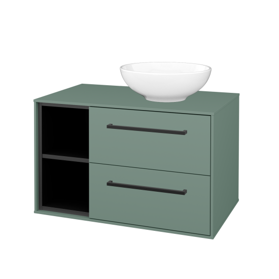 Skrinka pod umývadlo KVADRO SZZ2O2L 80  - M18 Mint mat - Úchytka T06 - M18 Mint mat