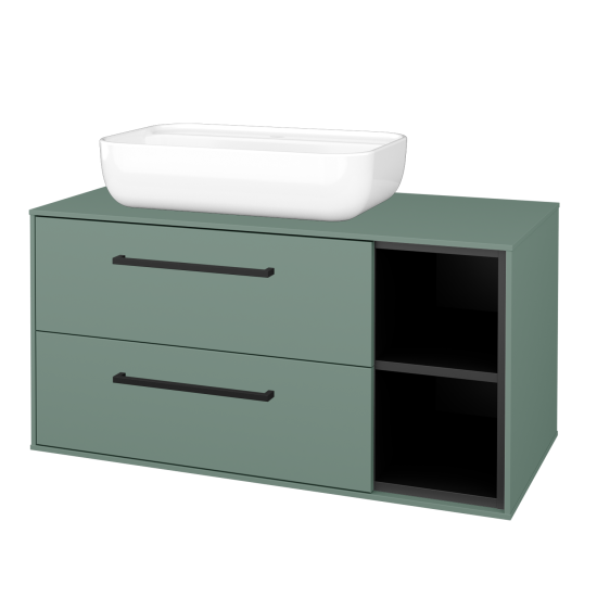 Skrinka pod umývadlo KVADRO SZZ2O2P 100  - M18 Mint mat - Úchytka T06 - M18 Mint mat