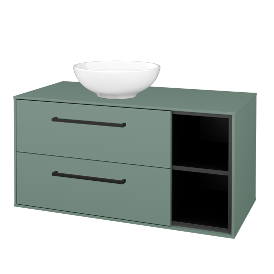 Skrinka pod umývadlo KVADRO SZZ2O2P 100  - M18 Mint mat - Úchytka T06 - M18 Mint mat