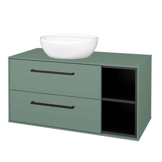 Skrinka pod umývadlo KVADRO SZZ2O2P 100  - M18 Mint mat - Úchytka T06 - M18 Mint mat