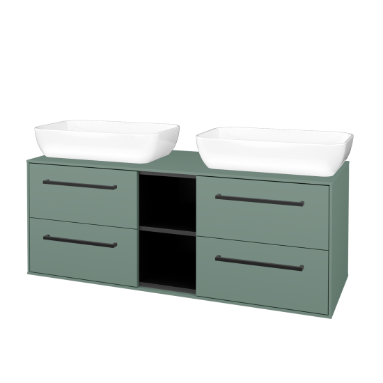 Skrinka pod umývadlo KVADRO SZZ4O2 130  - M18 Mint mat - Úchytka T06 - M18 Mint mat