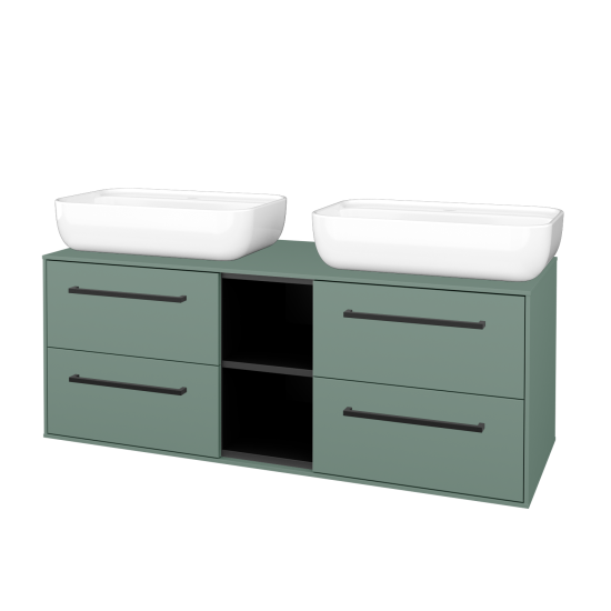 Skrinka pod umývadlo KVADRO SZZ4O2 130  - M18 Mint mat - Úchytka T06 - M18 Mint mat