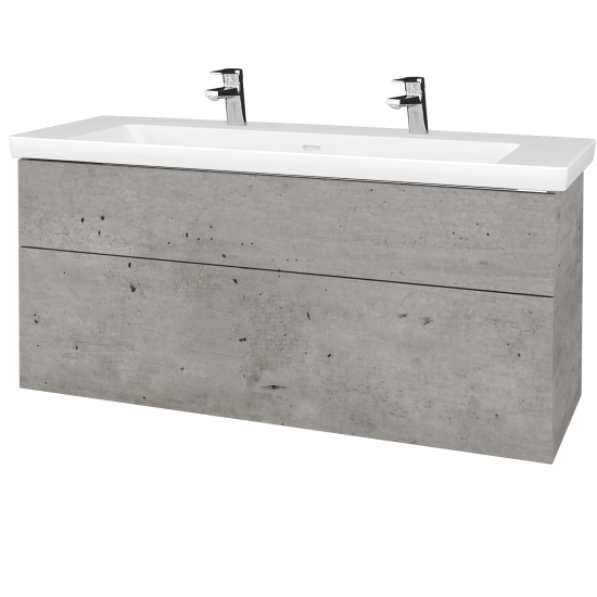 Skrinka pod umývadlo Q MAX SZZ2 130 (umývadlo Subway 3.0)  - D01 Betón - Úchytka T00 - D01 Betón