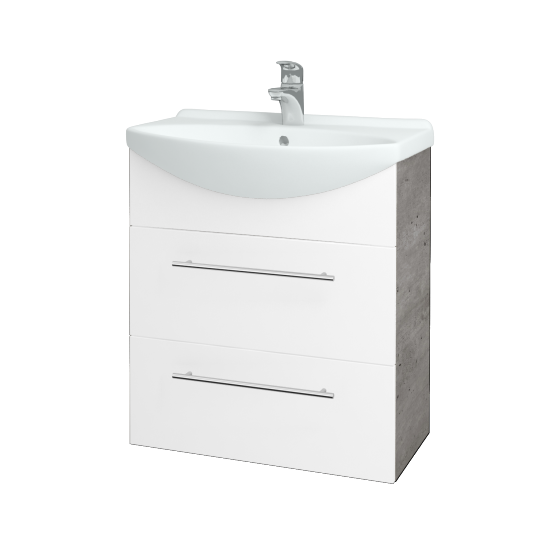 Umývadlová skrinka TAKE IT SZZ2 65  - D01 Betón - Úchytka T02 - N01 Biela lesk