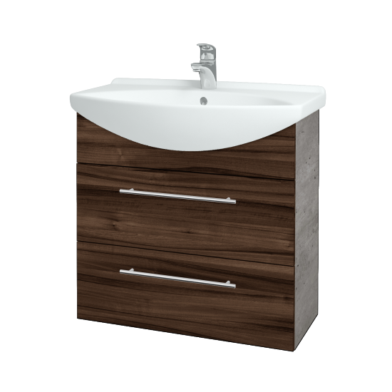 Umývadlová skrinka TAKE IT SZZ2 75  - D01 Betón - Úchytka T02 - D06 Orech