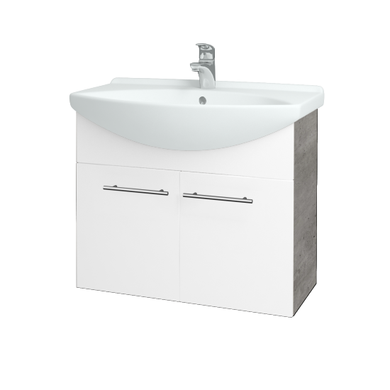 Umývadlová skriňa TAKE IT SZD2 75  - D01 Betón - Úchytka T02 - N01 Biela lesk