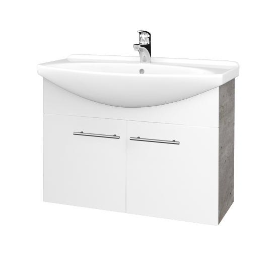 Umývadlová skriňa TAKE IT SZD2 85  - D01 Betón - Úchytka T02 - N01 Biela lesk