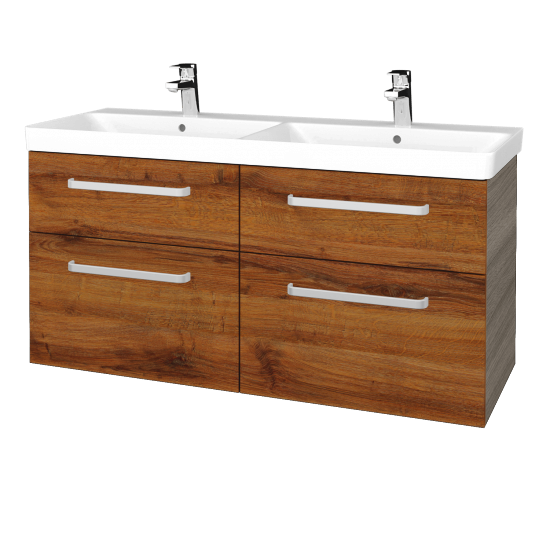 Umývadlová skrinka Q MAX SZZ4 120  - D03 Cafe - Úchytka T01 - D27 Cognac