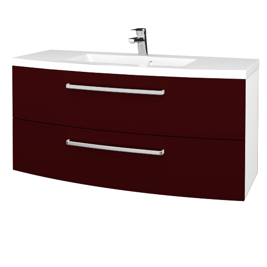 Umývadlová skrinka BRIO SZZ2 120  - L01 Biela vysoký lesk - M06 Bordeaux mat