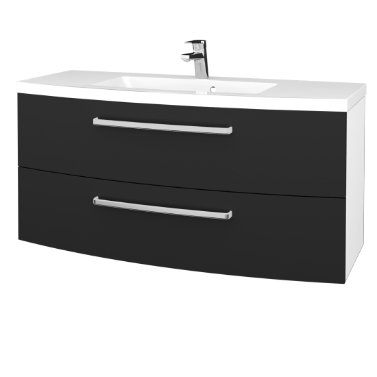Umývadlová skrinka BRIO SZZ2 120  - L01 Biela vysoký lesk - D25 Teak