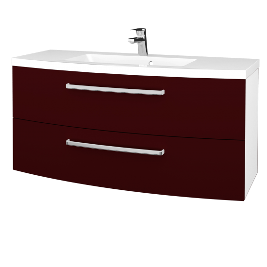 Umývadlová skrinka BRIO SZZ2 120  - L01 Biela vysoký lesk - M17 Čierna mat