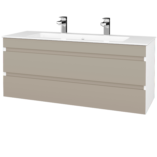Umývadlová skriňa MAJESTY SZZ2 120  - L01 Biela vysoký lesk - M05 Béžová mat