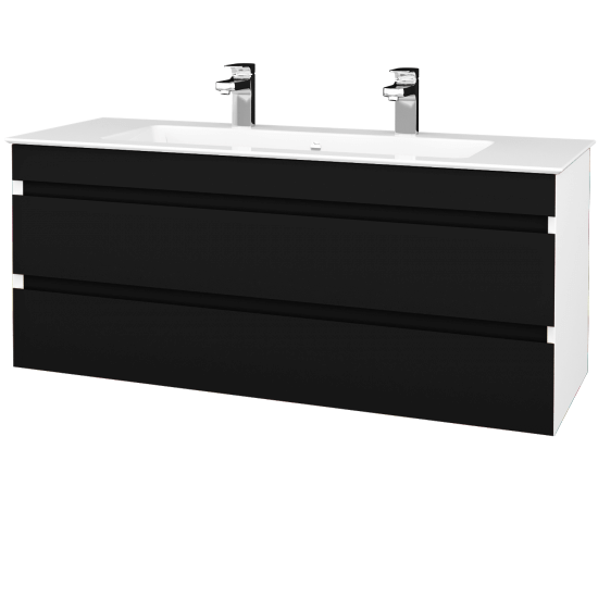 Kúpeľňová skriňa MAJESTY SZZ2 120  - L01 Biela vysoký lesk - M03 Čierna mat