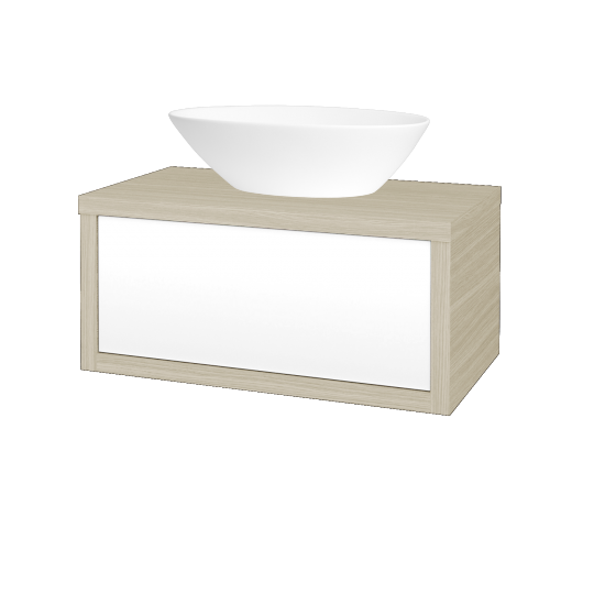 Umývadlová skriňa STORM SZZ 80 (umývadlo Triumph)  - D04 Dub - L01 Biela vysoký lesk
