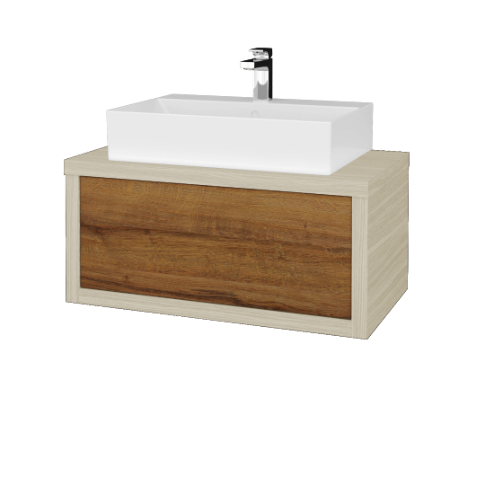 Umývadlová skriňa STORM SZZ 80 (umývadlo Kube)  - D04 Dub - D27 Cognac