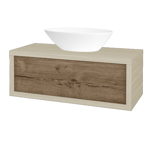 Kúpeľňová skriňa STORM SZZ 100 (umývadlo Triumph)  - D04 Dub - D21 Tobacco