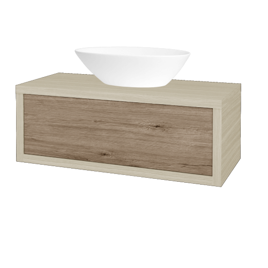 Kúpeľňová skriňa STORM SZZ 100 (umývadlo Triumph)  - D04 Dub - D23 Herkules