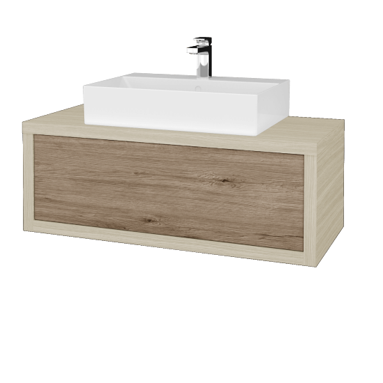 Umývadlová skriňa STORM SZZ 100 (umývadlo Kube)  - D04 Dub - D23 Herkules