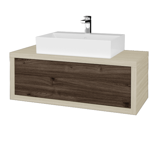 Umývadlová skriňa STORM SZZ 100 (umývadlo Kube)  - D04 Dub - D25 Teak