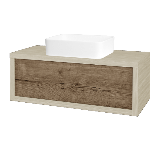 Umývadlová skriňa STORM SZZ 100 (umývadlo Joy)  - D04 Dub - D21 Tobacco