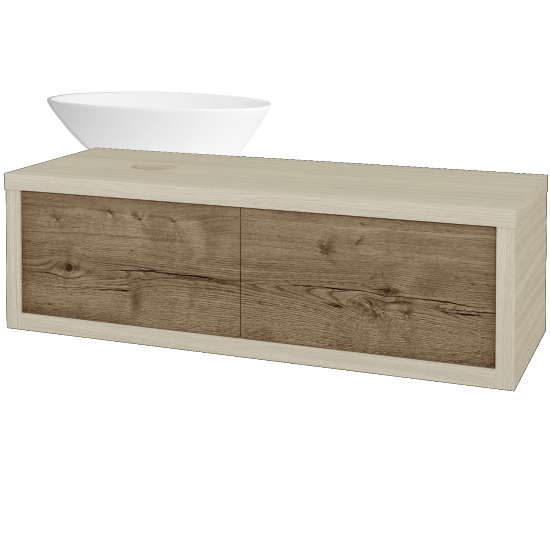 Umývadlová skriňa STORM SZZ2 120 (umývadlo Triumph)  - D04 Dub - D21 Tobacco - Levé