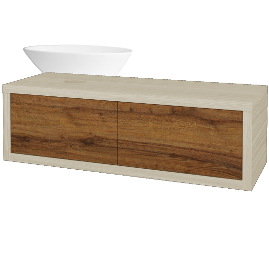 Umývadlová skriňa STORM SZZ2 120 (umývadlo Triumph)  - D04 Dub - D27 Cognac - Levé