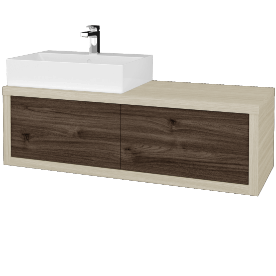 Umývadlová skriňa STORM SZZ2 120 (umývadlo Kube)  - D04 Dub - D25 Teak - Levé
