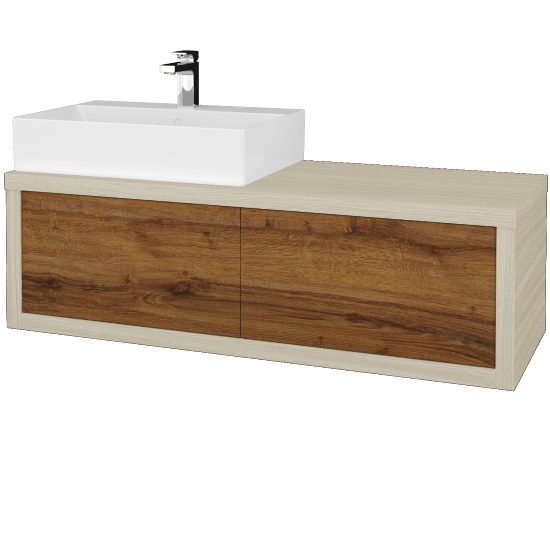 Umývadlová skriňa STORM SZZ2 120 (umývadlo Kube)  - D04 Dub - D27 Cognac - Levé