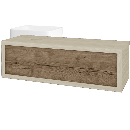 Umývadlová skriňa STORM SZZ2 120 (umývadlo Joy)  - D04 Dub - D21 Tobacco - Levé