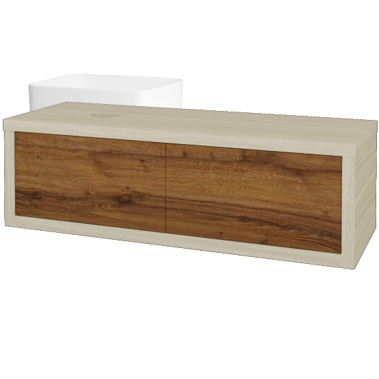 Umývadlová skriňa STORM SZZ2 120 (umývadlo Joy)  - D04 Dub - D27 Cognac - Levé