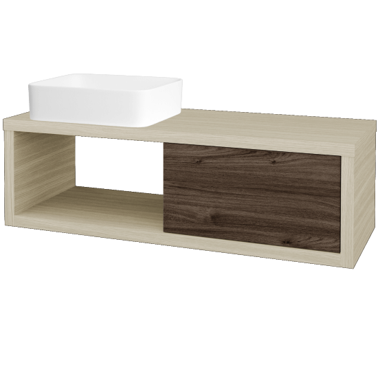 Umývadlová skriňa STORM SZZO 120 (umývadlo Joy)  - D04 Dub - D25 Teak - Levé