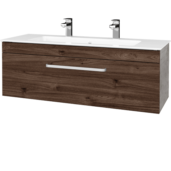 Kúpeľňová skrinka ASTON SZZ 120  - D01 Betón - Úchytka T01 - D25 Teak