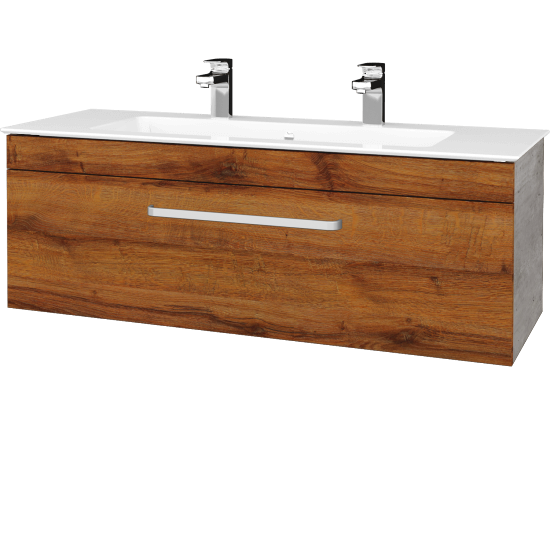 Umývadlová skrinka ASTON SZZ 120  - D01 Betón - Úchytka T01 - D27 Cognac