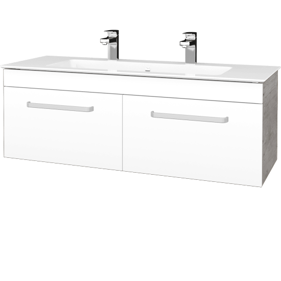 Umývadlová skrinka ASTON SZZ2 120  - D01 Betón - Úchytka T01 - M01 Biela mat