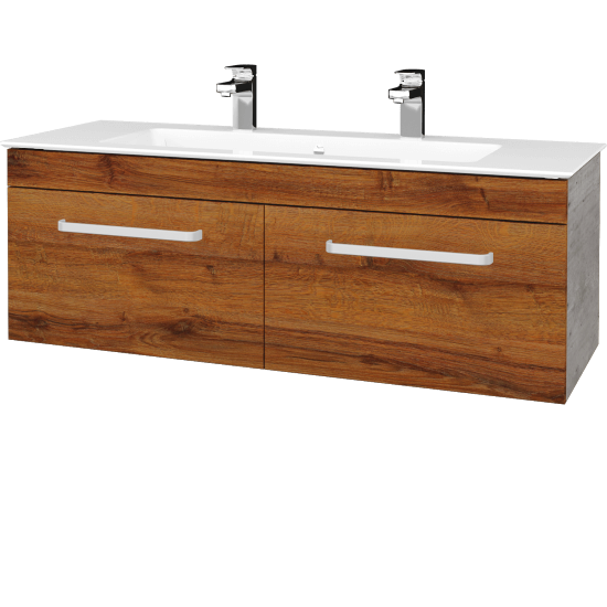 Kúpeľňová skrinka ASTON SZZ2 120  - D01 Betón - Úchytka T01 - D27 Cognac