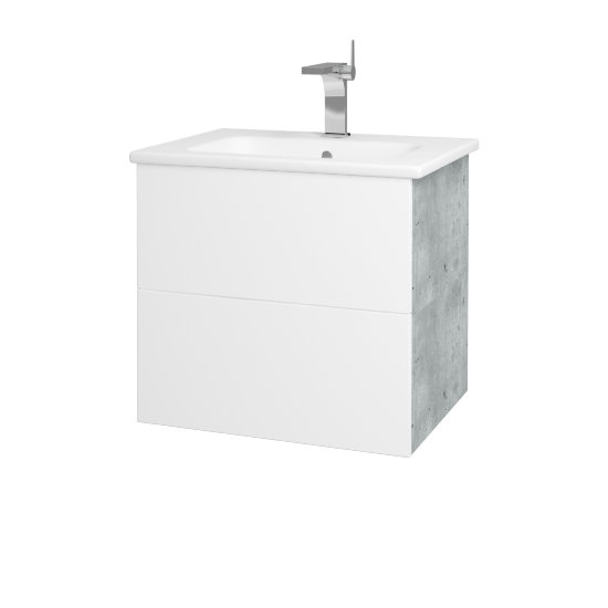 Kúpeľňová skrinka VARIANTE SZZ2 60 (umývadlo Euphoria)  - D01 Betón - L01 Biela vysoký lesk