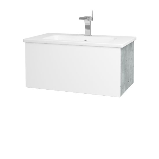 Kúpeľňová skrinka VARIANTE SZZ 80 (umývadlo Euphoria)  - D01 Betón - L01 Biela vysoký lesk